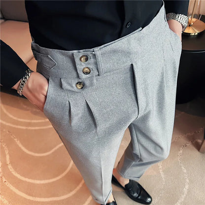 High-Quality Slim Fit Casual High-Waist Button Pants for Men