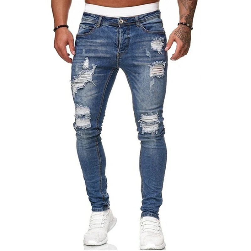 Men's Ripped Stretch Skinny Jeans - Various Colors