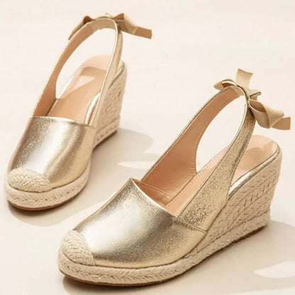 Stylish Closed-Toe Bandage  Wedge Sandals for Women