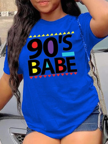 Plus Size 90's Babe Print T-shirt - Various Colors