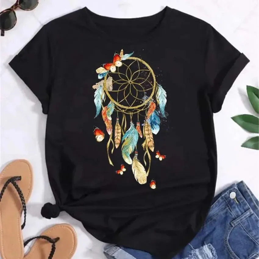 Feather Dreamcatcher Graphic Tee for Women