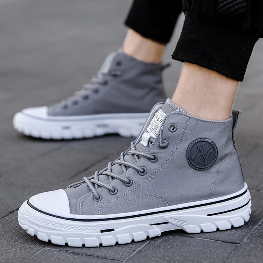 Men's High-Top Canvas Lace-Up Sneakers