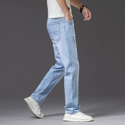 Men's Relaxed Fit Stretch Jeans - Loose Straight Leg Denim