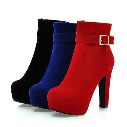 Women's High Heel Ankle Boots with Zipper Closure