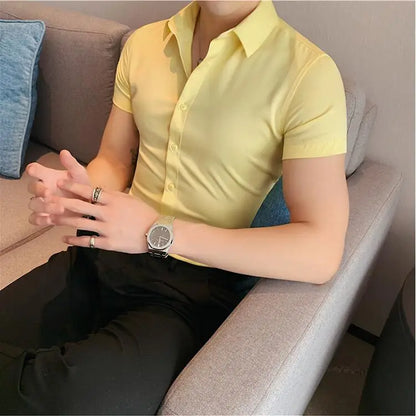 Slim Fit Casual Short Sleeve Shirt for Men - Various Colors