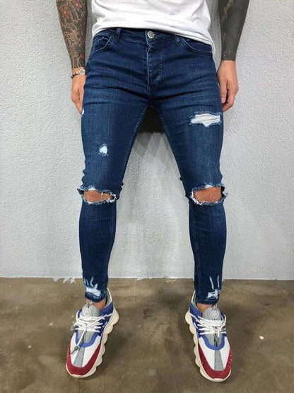 Men's Ripped Skinny Denim Jeans - Casual Style