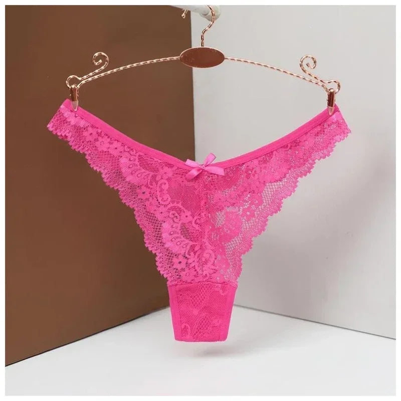 Lace Jacquard G-String Thong Panties for Women -  T-Back Cotton Undergarment