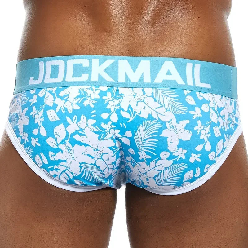 Men's Cotton Fashion Briefs with Print - Classic Low-Waist Breathable Boxer Shorts