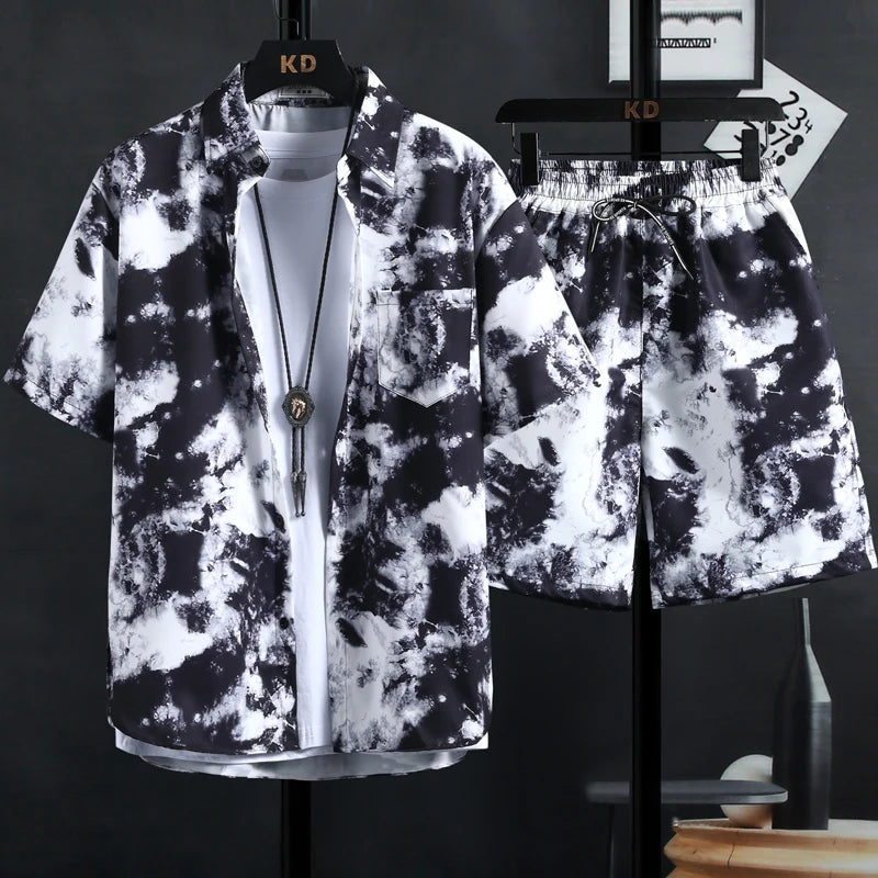 Men's Floral Two-Piece Shirt and Shorts Set