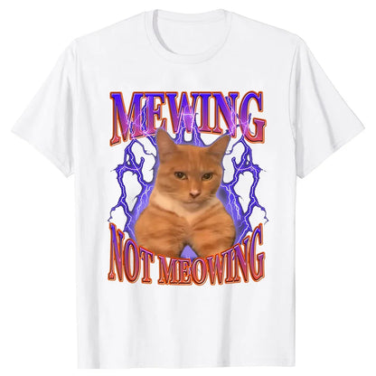 mewing cat t-shirt in white front side