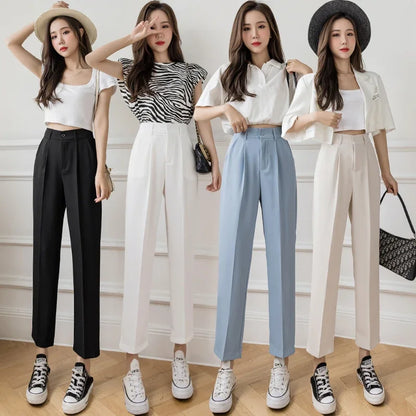 Casual Women's High Waist Harem Pants - Thin Nine-Point Trousers