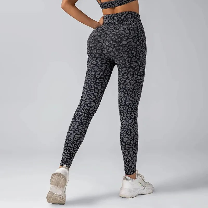 Women's Leopard Print Yoga Pants with Hip Lift and High Elasticity