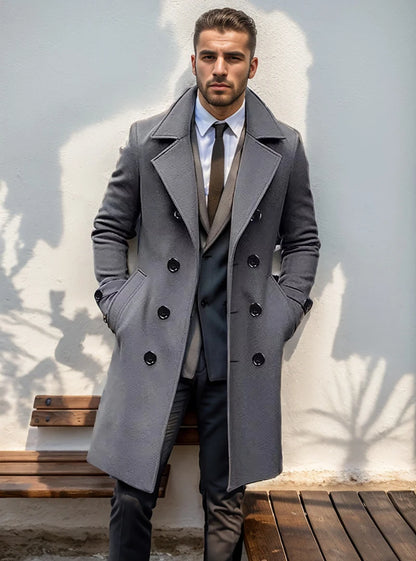 Men's Casual Double-Breasted Trench Coat- Various Colors