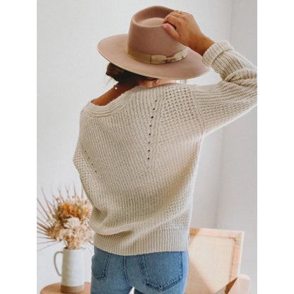 Women's V-Neck Knitted Casual Sweater - Various Colors