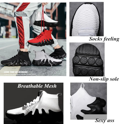 Men's Breathable High Top Lace-Up Sneakers - Various Colors