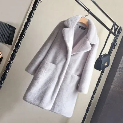 Women's Thick Mink Plush Faux Fur Coat