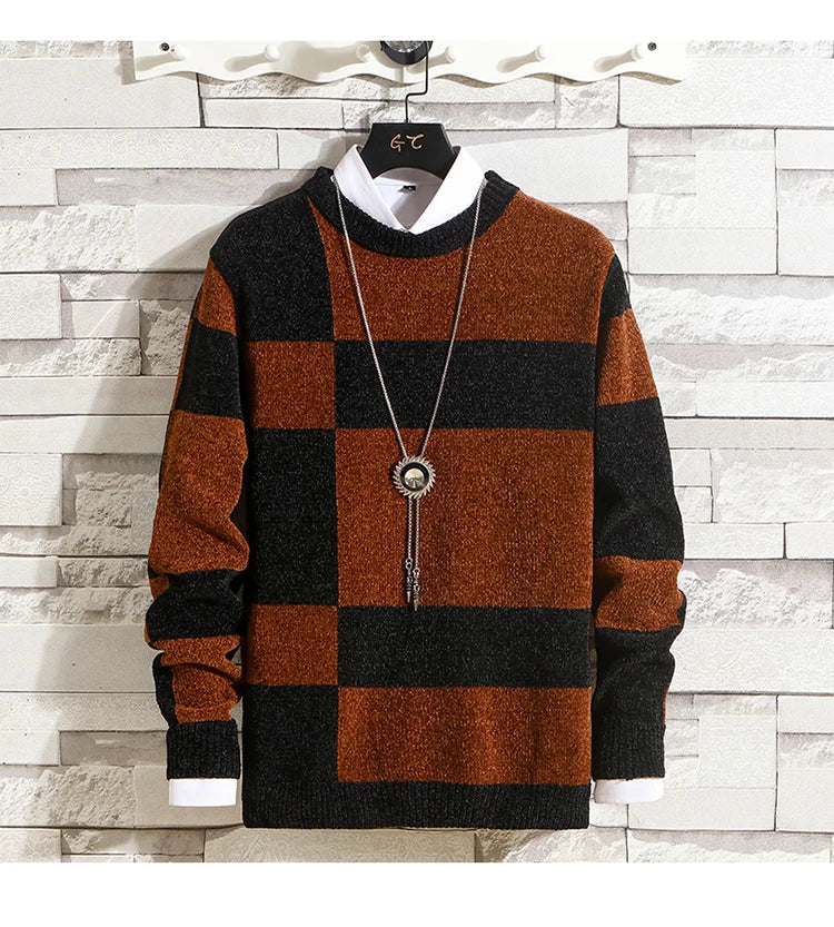 Men's Two-Tone Chenille Sweater - Various Colors