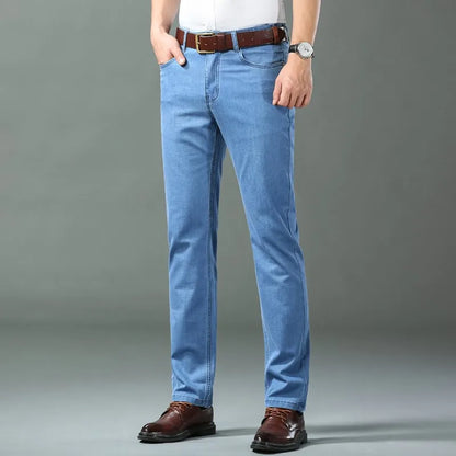 Slim Fit Stretch Denim Jeans for Men - Straight Leg Pants