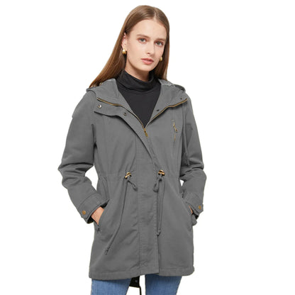 Womens Cotton Hooded Trench Coat - Various Colors