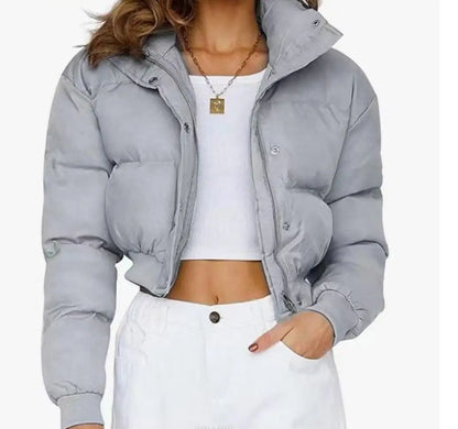 Women's Elegant Short Winter Puffer Jacket - Various Colors