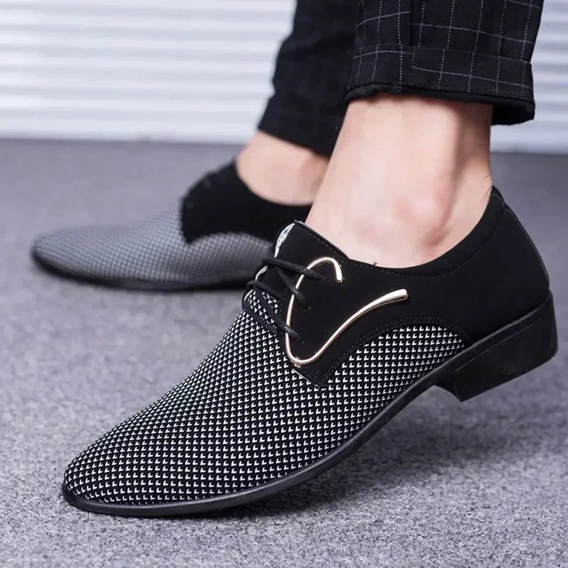 Men's Plaid Lace-Up Shoes - Concise Style