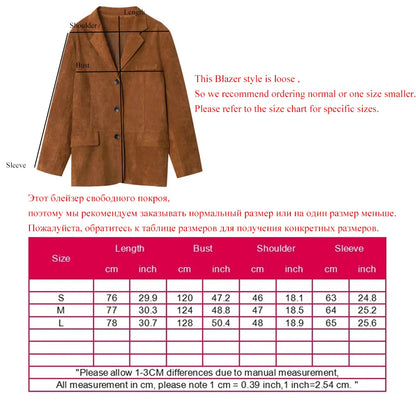 Women's Vintage Faux Suede Jacket - Casual Loose Lapel Style