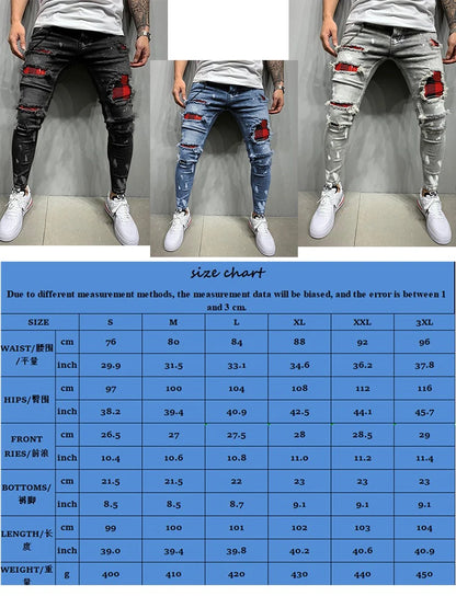 Men's Ripped Stretch Skinny Jeans - Various Colors