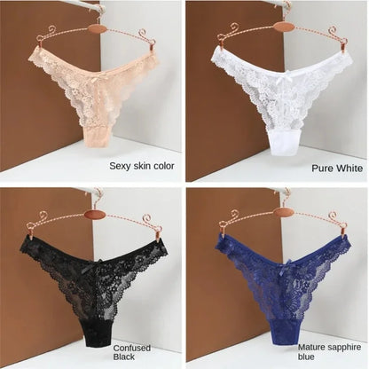 Lace Jacquard G-String Thong Panties for Women -  T-Back Cotton Undergarment