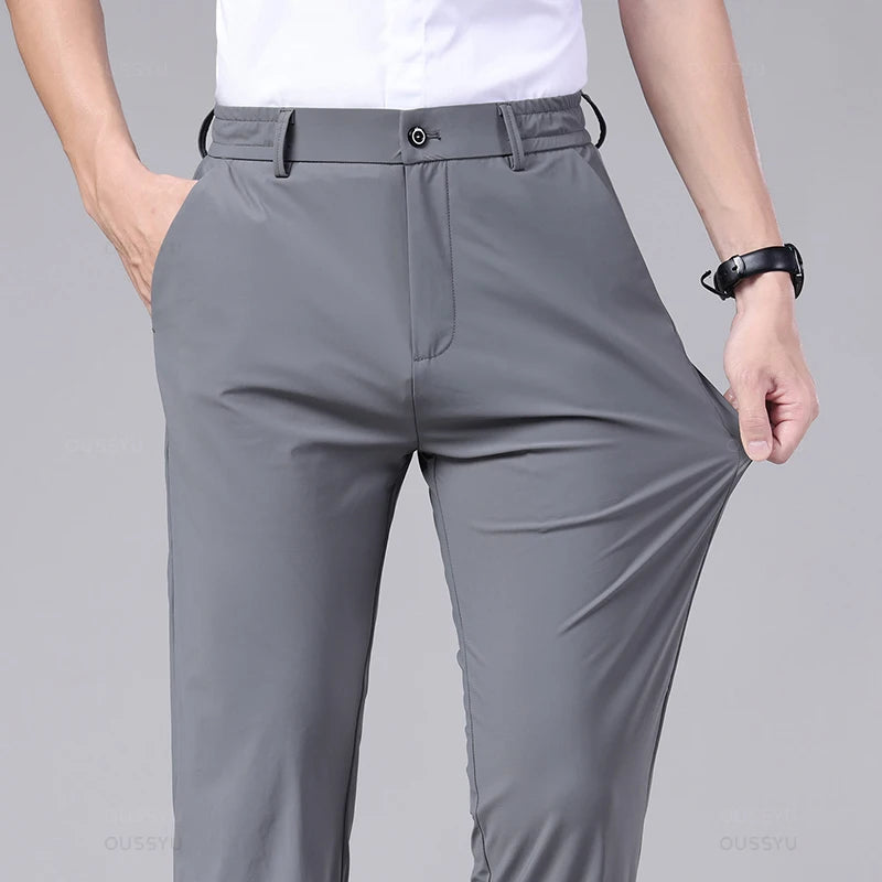 Men's Slim Fit Casual Stretch Pants with Elastic Waist