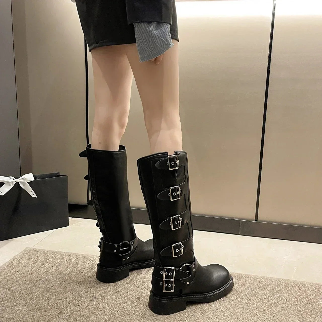 Elegant Knee-High Platform Boots for Women with Low Heels