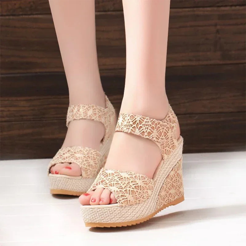 Women's Fashion Mesh Peep Toe Platform Footwear-Various Colors