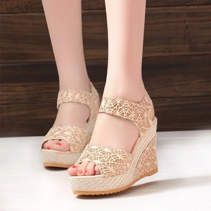 Women's Fashion Mesh Peep Toe Platform Footwear-Various Colors