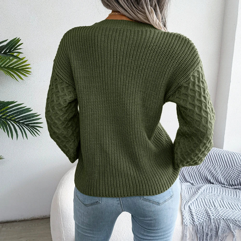 Casual Long Sleeve Knitted Sweater for Women