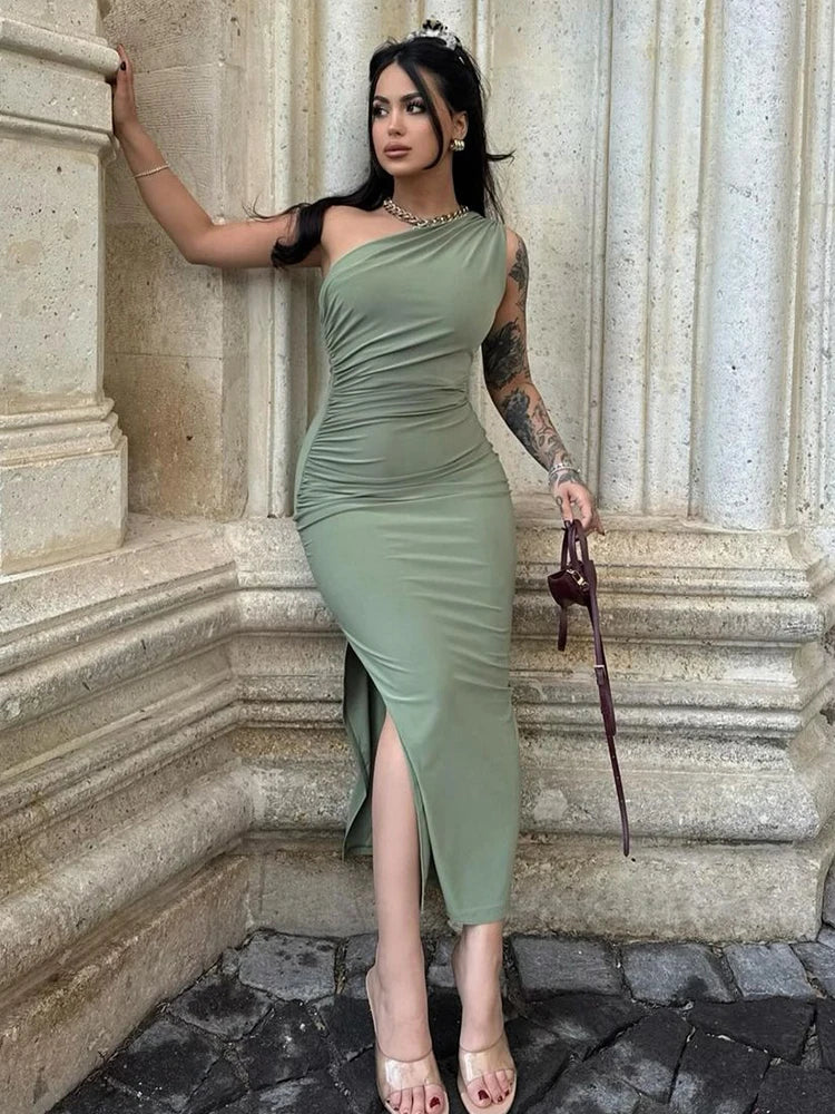 Elegant Backless Slim Maxi Dress for Women with Split Details