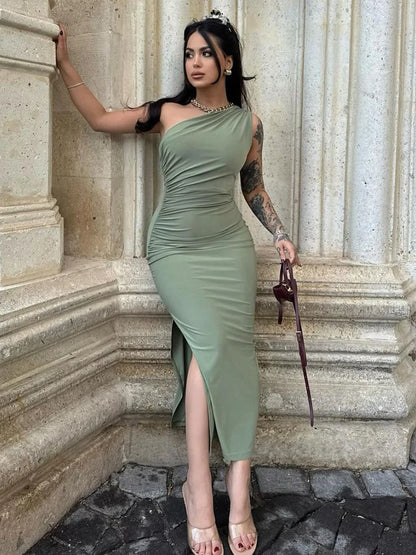 Elegant Backless Slim Maxi Dress for Women with Split Details