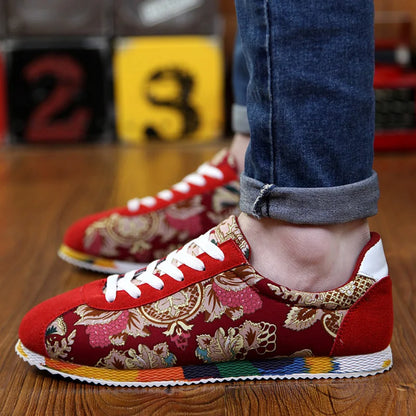 Red Suede Sneakers for Men with Graffiti Print- Various Colors