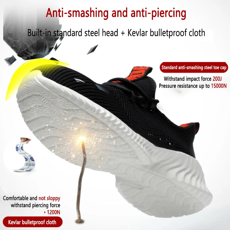 Lightweight Breathable Steel Toe Safety Sneakers for Men