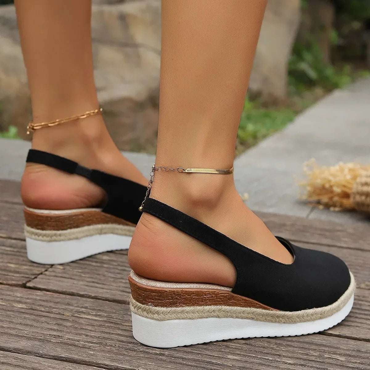 Womens Bohemian Handmade Casual Wedge Sandals-Various Colors