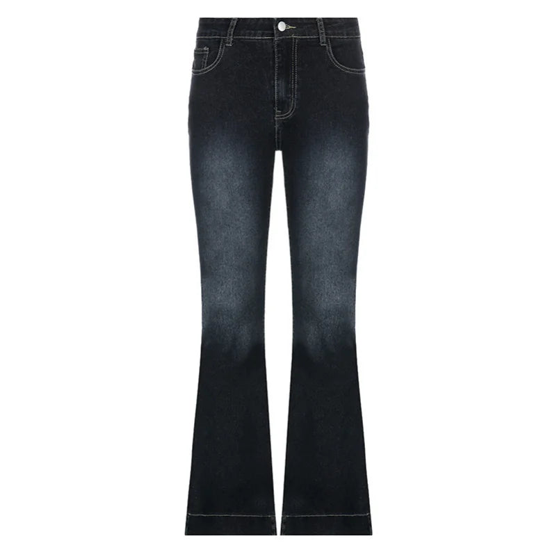 Women's Vintage Flare Jeans - Low Waist Denim Trousers