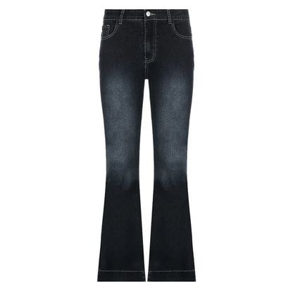 Women's Vintage Flare Jeans - Low Waist Denim Trousers