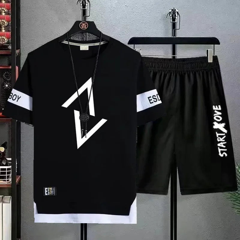 Men's Stylish Two-Piece T-Shirt and Shorts Set