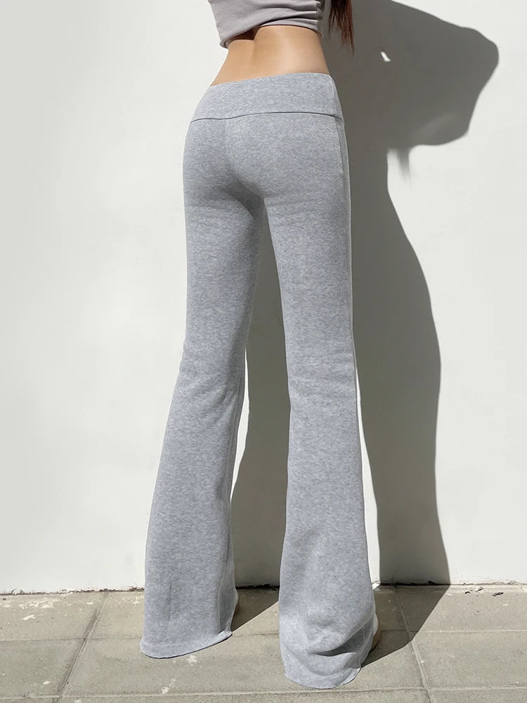 Slim Low-Waisted Flare Pants - Casual  Boot Cut for Women