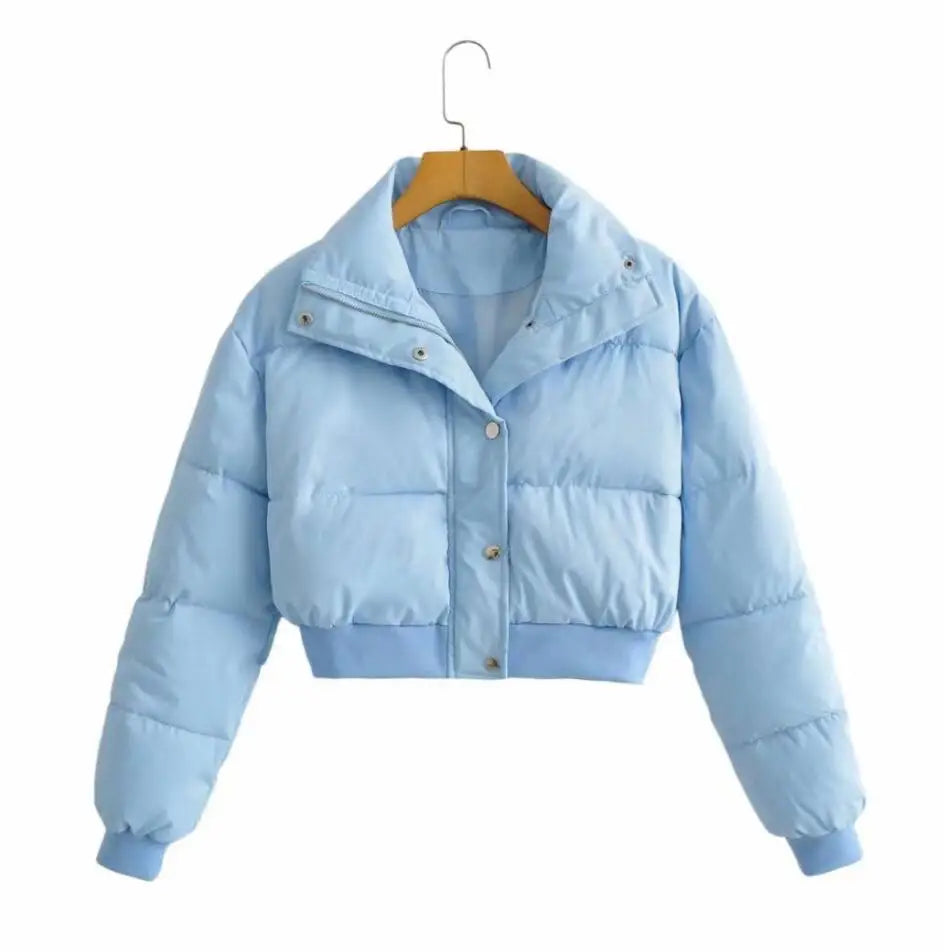 Women's Elegant Short Winter Puffer Jacket - Various Colors