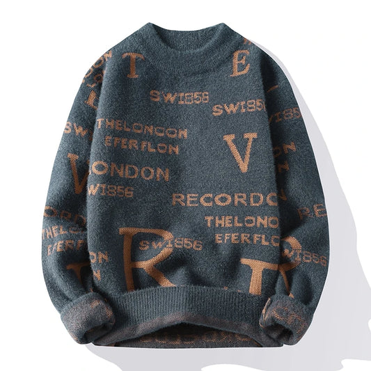 Unisex Knit Letter Print Sweater