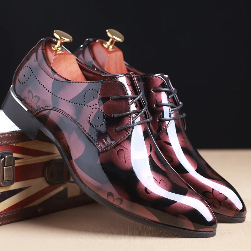 Classic Floral Lace-Up Shoes for Men - Luxury Retro Style