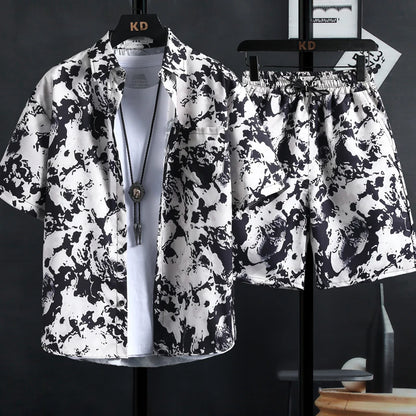 Men's Floral Two-Piece Shirt and Shorts Set