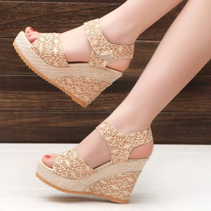 Women's Fashion Mesh Peep Toe Platform Footwear-Various Colors