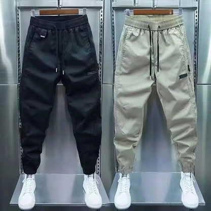 Men's Casual Cotton Cargo Joggers with Drawstring