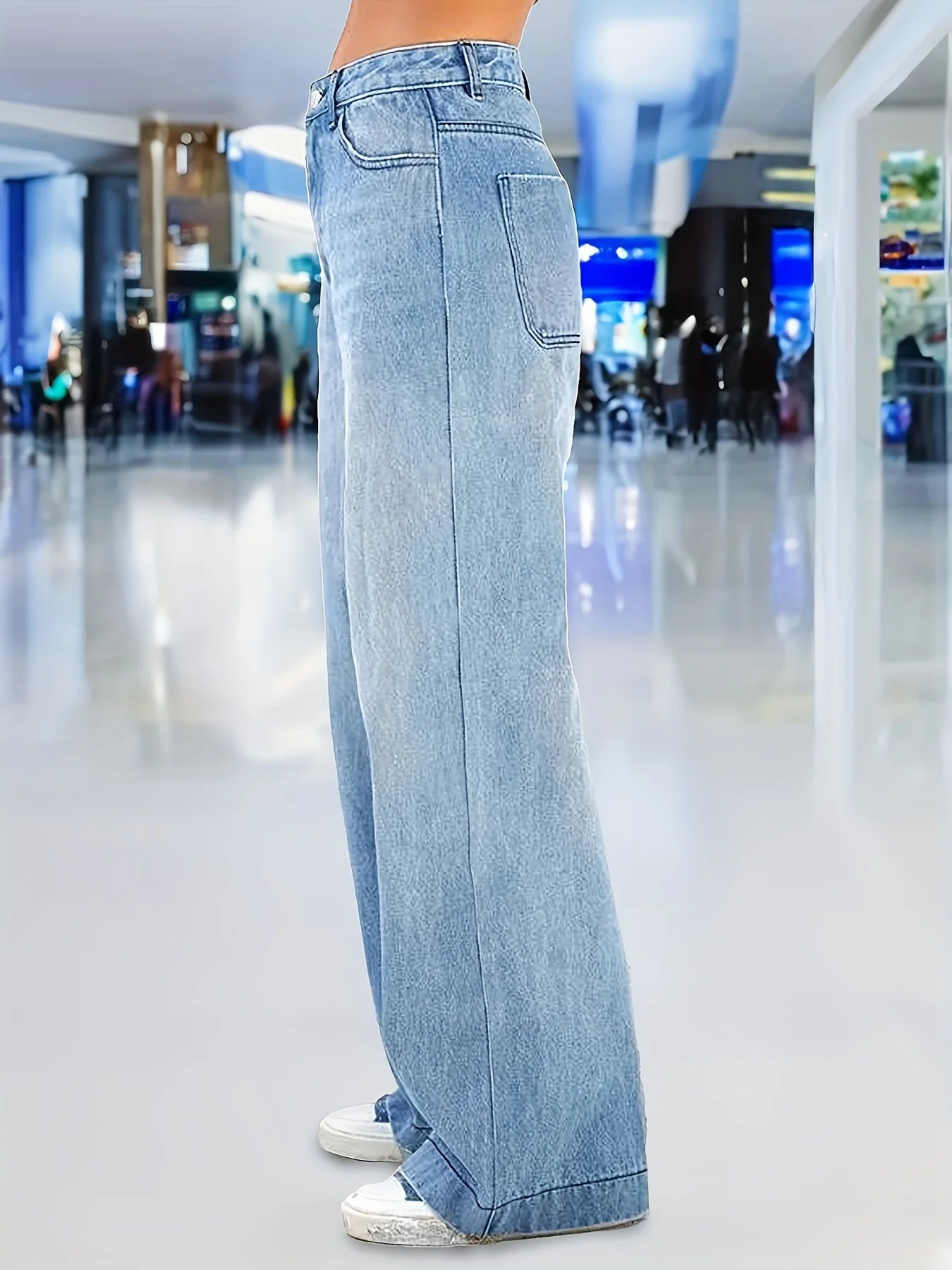 Women's High-Waisted Wide Leg Denim Jeans - Relaxed Fit