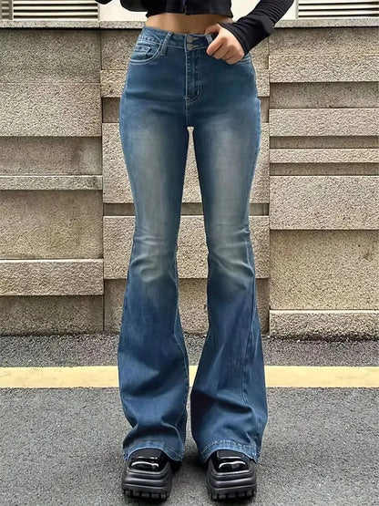 Women's High Waist Flare Stretch Skinny Jeans - Fashionable Denim Pants